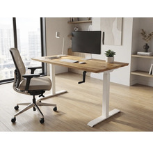 Büro mit höhenverstellbarem Schreibtisch, Bürostuhl und Computer