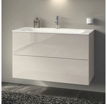 Meuble-lavabo avec deux tiroirs, robinetterie et distributeur de savon