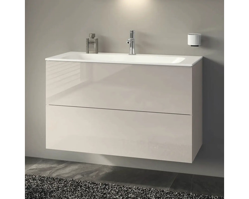 Meuble-lavabo avec deux tiroirs, robinetterie et distributeur de savon