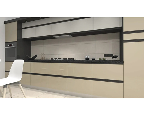 Cuisine moderne avec placards intégrés, cuisinière et plan de travail