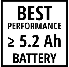 Symbole pour les meilleures performances avec une batterie supérieure ou égale à 5,2 ampères-heures
