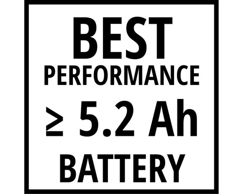 Symbole pour les meilleures performances avec une batterie supérieure ou égale à 5,2 ampères-heures