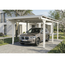 Auto unter einem weißen Holz Carport