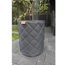 Pot de fleurs avec revêtement matelassé gris et support pour plantes