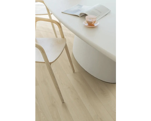 Pièce lumineuse avec table à manger, chaise et livre