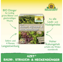 Neudorff Azet Bio-Baum-, Strauch- und Heckendünger, 5 Kilogramm, für Laub- und Nadelgehölze, mit Sofort- und 4 Monate Langzeitwirkung, Neudorff Logo.