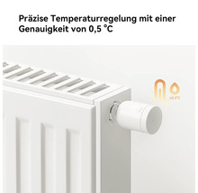 Thermostat de radiateur intelligent avec régulation précise de la température et précision de 0,5 degré Celsius.
