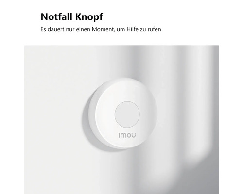 Imou Notfallknopf zur Wandmontage mit zentraler Drucktaste und Imou Logo.