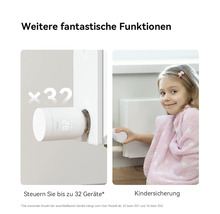 Thermostat de radiateur intelligent avec affichage numérique, contrôle jusqu'à 32 appareils et sécurité enfants.