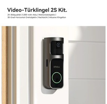 Sonnette vidéo Imou 2S Kit sur mur blanc avec caméra 2K, objectif rotatif horizontal à 30 degrés et bouton d'appel circulaire éclairé.