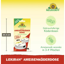 Neudorff Loxiran Ameisenköderdose für innen und außen, Packungshöhe 20,3 Zentimeter. Gebrauchsfertige Köder zur Bekämpfung von Ameisennestern.