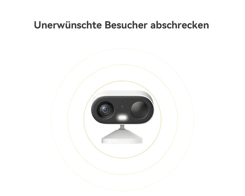 Überwachungskamera mit Scheinwerfer zur Abschreckung unerwünschter Besucher.