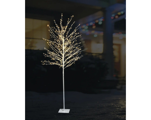 Arbre lumineux à LED blanc chaud pour l'extérieur, décoration de Noël sur socle.