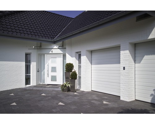 Porte d'entrée EcoStar ISOPRO Secur IPS 810S 1100 x 2100 mm gauche RAL 9016 blanc signalisation avec ensemble de ferrures, poignée barre en acier inoxydable, cylindre profilé de sécurité avec 5 clés