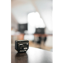 Relais intelligent Shelly Gen3 pour maison connectée avec schéma de câblage et bornes de connexion.