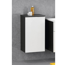 Armoire latérale de salle de bain murale avec façade blanche et corps anthracite.