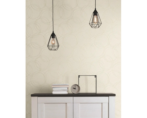 Papier peint intissé Attractive 3 graphique cercles beige crème blanc