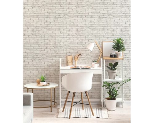 Papier peint intissé Attractive 3 aspect pierre blanc gris
