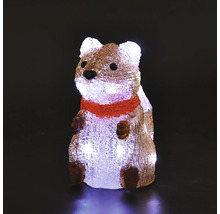Écureuil assis en acrylique à LED avec écharpe, illuminé.