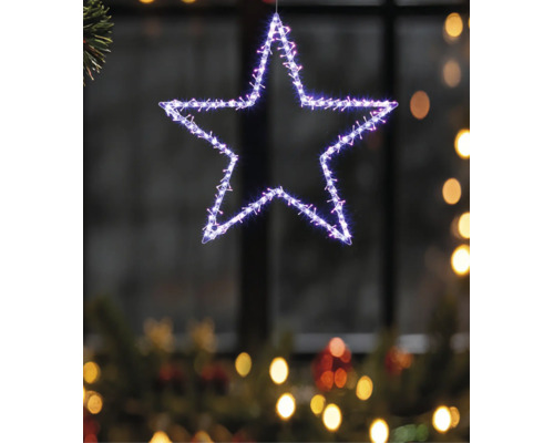 Étoile LED illuminée pour décoration de fenêtre, à cinq branches.