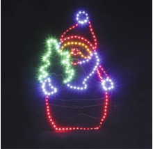 Silhouette lumineuse Père Noël avec sapin, lumières multicolores pour intérieur et extérieur.