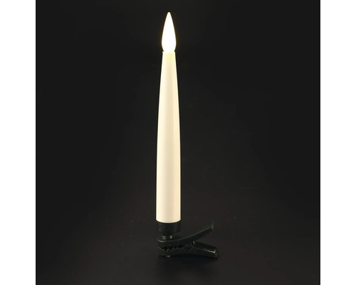 Bougie de Noël à LED avec clip de fixation, fonctionnant sur piles, blanche.