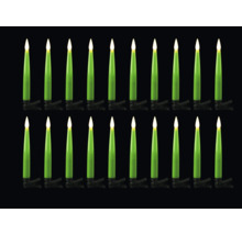 Vingt bougies de Noël vertes à LED avec clip de fixation pour le sapin de Noël.