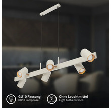 Suspension à six lampes avec spots orientables, douille GU10, ampoules non incluses.