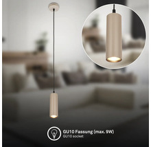 Suspension cylindrique avec surface nervurée et douille GU10 pour un maximum de 9 Watt.