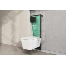 Hansgrohe Vorwandelement mit wandhängendem WC und Unterputz-Spülkasten, Darstellung der Montage hinter der Wand.