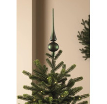 Cimier de sapin vert mat sur un sapin de Noël artificiel avec éclairage.