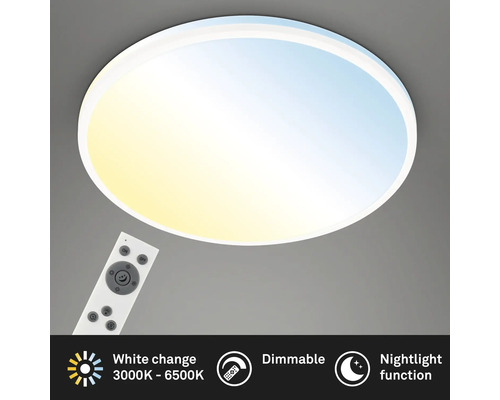 Runde LED-Deckenleuchte mit Fernbedienung, dimmbar, Farbtemperatur einstellbar von 3000 bis 6500 Kelvin, mit Nachtlichtfunktion.