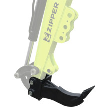 Dent de dérippage Zipper pour mini-pelle ZI-MBGS600 en métal noir, montée sur le bras de pelle avec Zipper Logo.