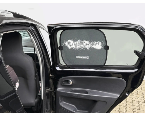 Pare-soleil pour vitre de voiture avec Hornbach Logo et l'inscription Yippiejajayippieyippieyeah.