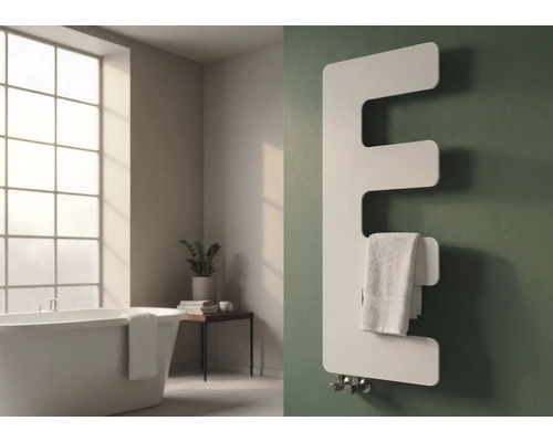 Radiateur design Rotheigner Eta 870 x 360 mm blanc raccordement d'un seul côté en bas
