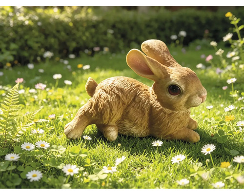 Figurine décorative Lafiora lapin couché 10,2 cm brun