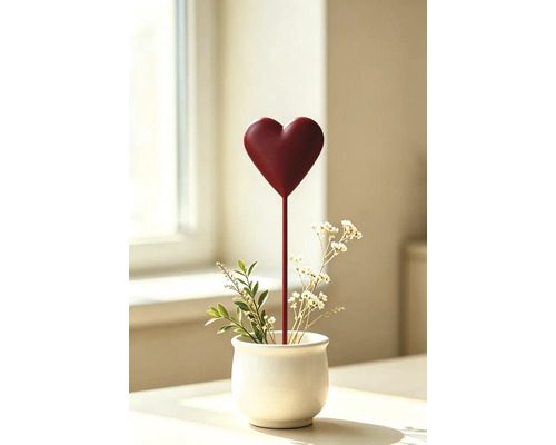 Tuteur de jardin cœur Lafiora 28 cm métal rouge