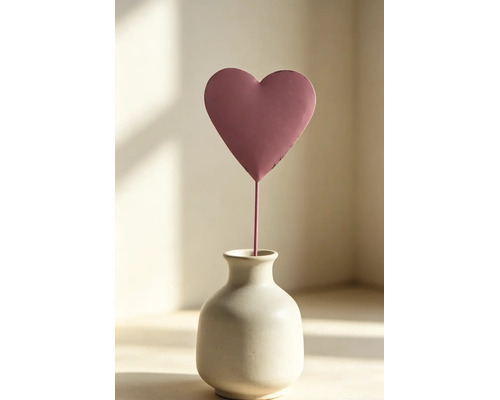 Tuteur de jardin cœur Lafiora 28 cm métal rose vif
