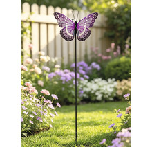Pique de jardin Lafiora papillon en métal 39,5 x 20 x 136 cm violet