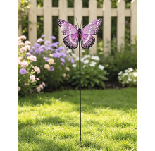 Pique de jardin Lafiora papillon en métal 26,5 x 10 x 110 cm violet