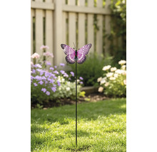 Pique de jardin Lafiora papillon en métal 18 x 8 x 85 cm violet