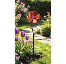 Tuteur de jardin moulin à vent Lafiora Dahlid mètal h 96 cm rouge