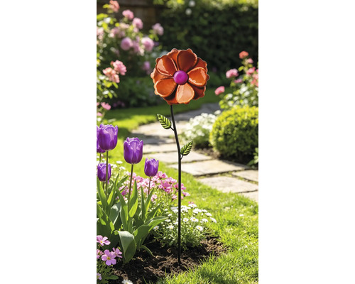 Tuteur de jardin moulin à vent Lafiora Dahlid mètal h 96 cm rouge
