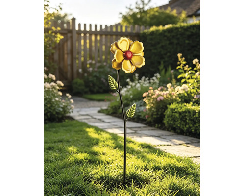 Tuteur de jardin moulin à vent Lafiora Dahlid mètal h 70 cm jaune
