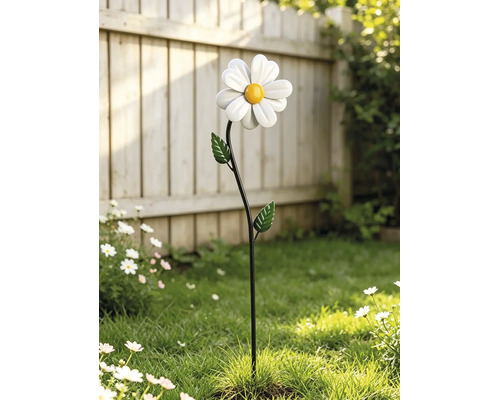 Gartenstecker Windrad Lafiora Blume Metall H 70 cm weiß