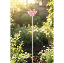 Tuteur de jardin papillon Lafiora métal h 115 cm rose