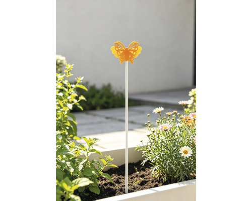 Tuteur de jardin papillon Lafiora métal h 115 cm orange