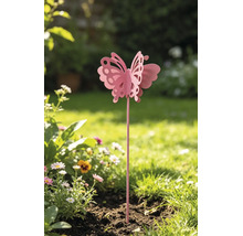 Tuteur de jardin papillon Lafiora métal h 95 cm rose