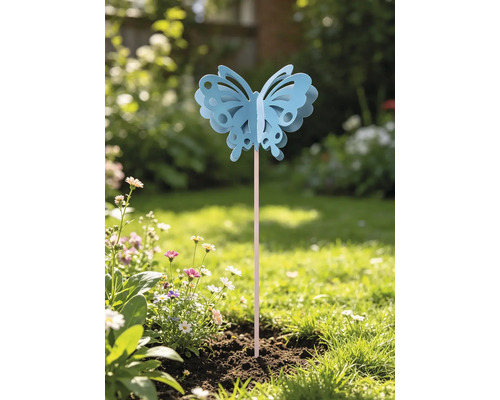 Tuteur de jardin papillon Lafiora métal h 95 cm bleu