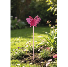 Tuteur de jardin papillon Lafiora métal h 95 cm rose vif